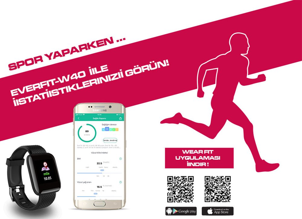 Everest EW-508 Everwatch Android-iOs Uyumlu Kalp Atışı Sensörlü Smart Akıllı Saat