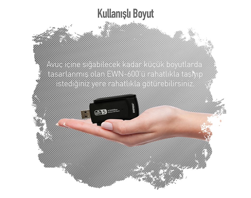 Everest EWN-600 600 Mbps 1T1R 2.4 Ghz – 5 Ghz Wifi Usb Kablosuz Adaptör
