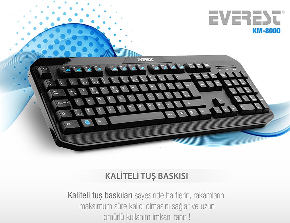 Everest KM-8000 Kablosuz Multimedia Q Klavye-Mouse Set