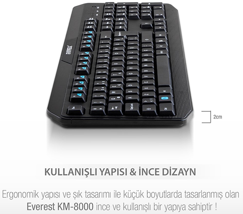 Everest KM-8000 Kablosuz Multimedia Q Klavye-Mouse Set