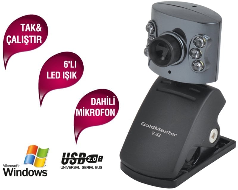 Goldmaster V-52 Tak Çalıştır Ledli Mikrofonlu Pc Web Kamera