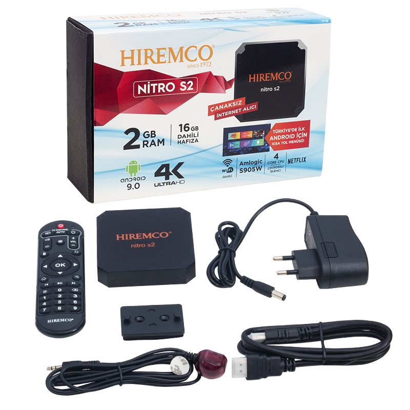 Hiremco Nitro S2 9.0 Android Box 2GB DDR3 Ram 16GB Hafıza Netflix Uydu Alıcısı