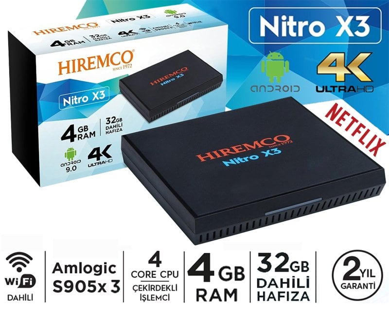 Hiremco Nitro X3 4K 9.0 Android Box