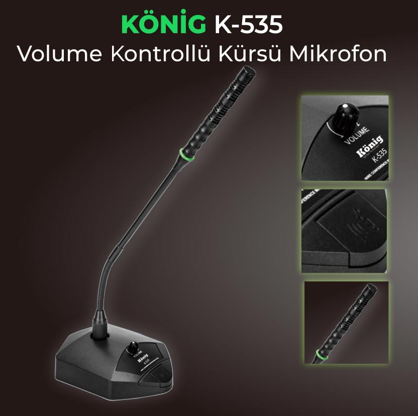 König K-535 Kablolu Volume Kontrol Kürsü Mikrofonu