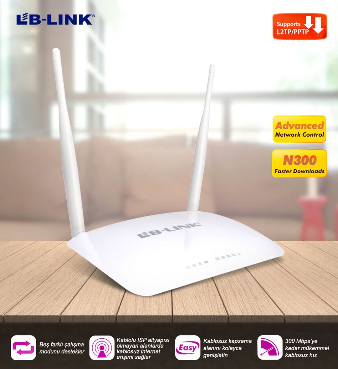 LB-Link BL-WR2000 300 Mbps 2 Antenli Wireless N Router