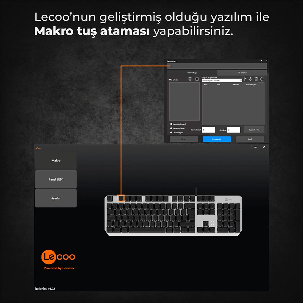 Lenovo Lecoo GK301 Renkli Aydınlatmalı Gaming Oyuncu Mekanik Klavye