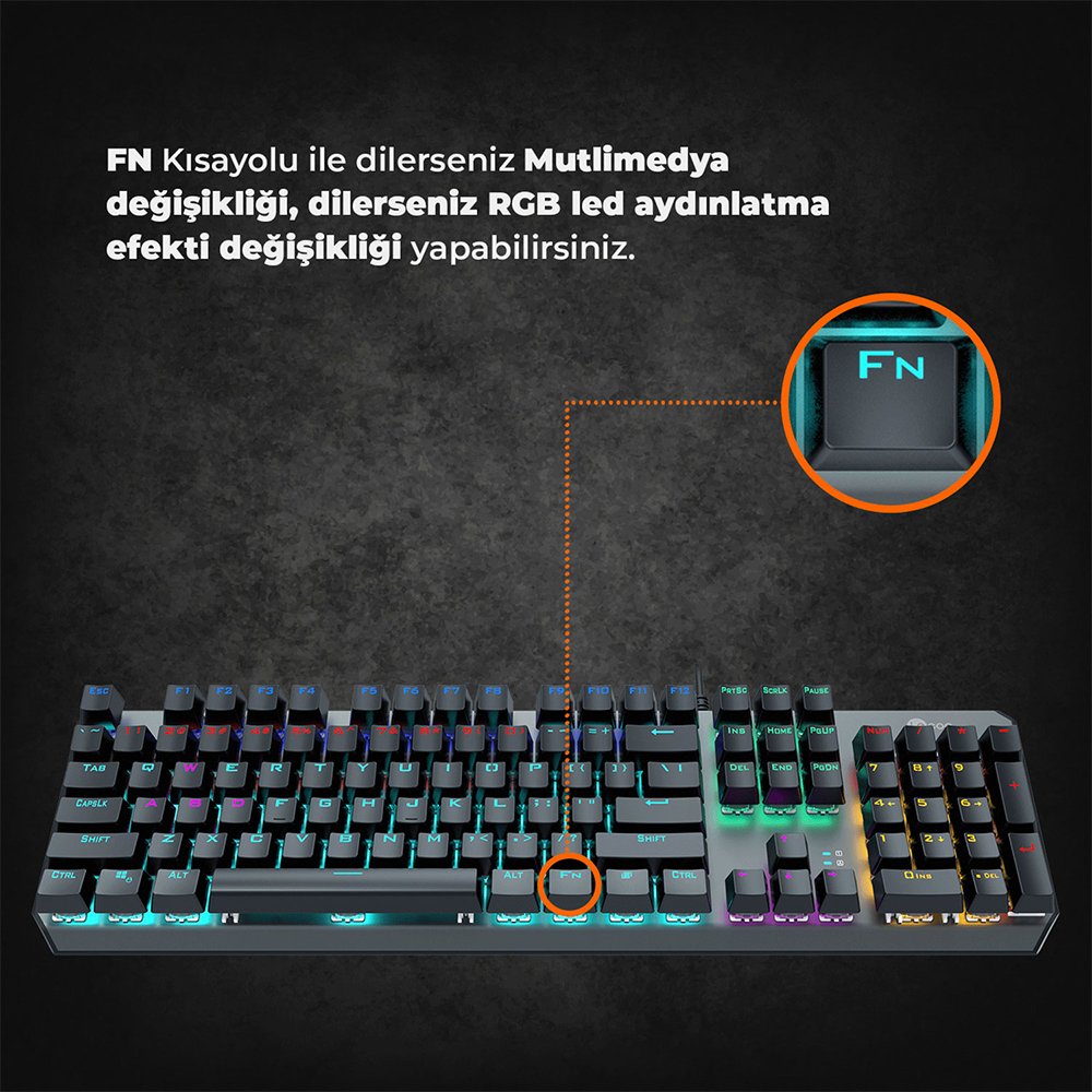 Lenovo Lecoo GK301 Renkli Aydınlatmalı Gaming Oyuncu Mekanik Klavye