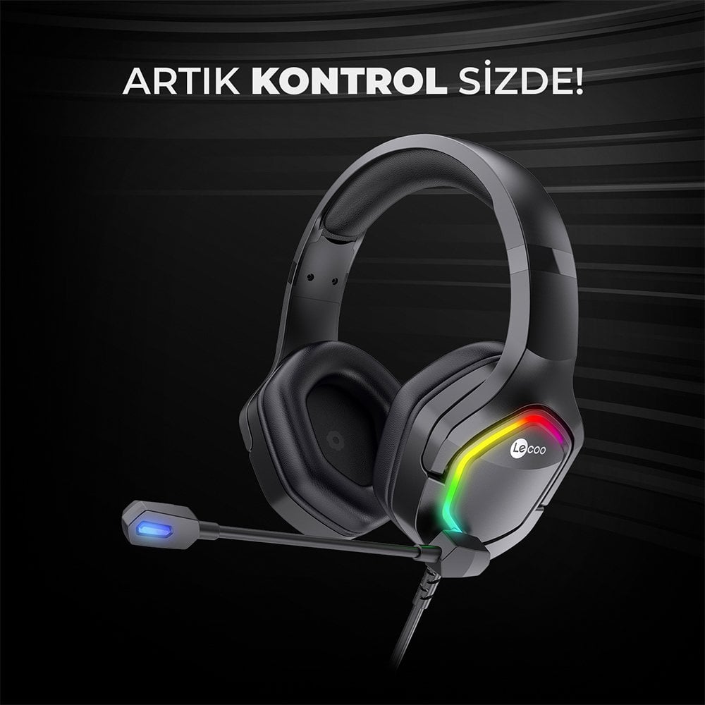 Lenovo Lecoo HT403 USB 2.0 Kulak Üstü RGB Led Aydınlatmalı Kablolu Gaming Oyuncu Kulaklık
