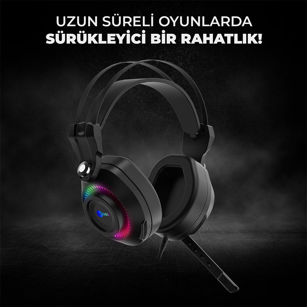 Lenovo Lecoo HT405 Kulak Üstü RGB Led Aydınlatma Kablolu Gaming Oyuncu Kulaklık