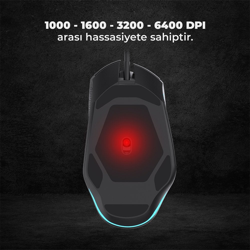 Lenovo Lecoo MG1101 6400 DPI 7 Tuşlu Kablolu RGB Led Aydınlatmalı Gaming Oyuncu Mouse