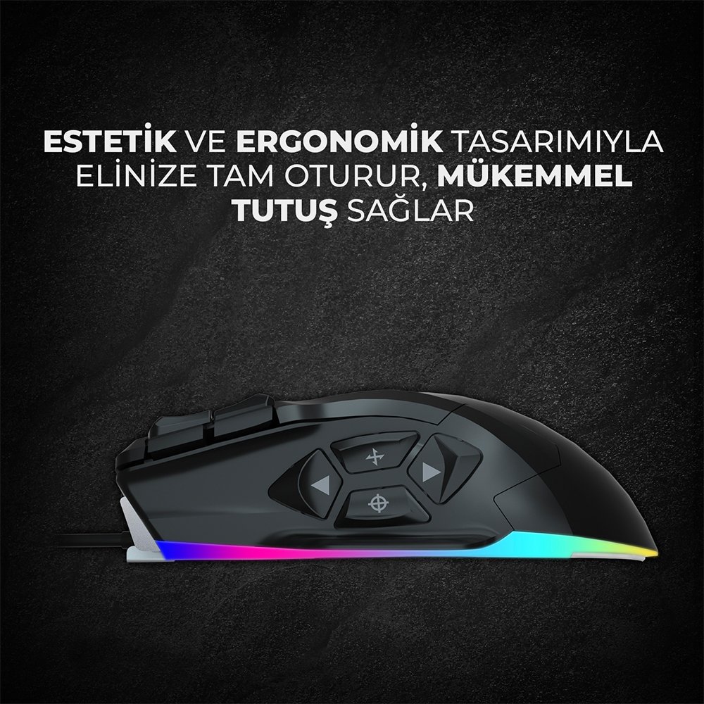 Lenovo Lecoo MG1102 8200 DPI 10 Makro Tuşlu Kablolu RGB Ledli Gaming Mouse + Mousepad