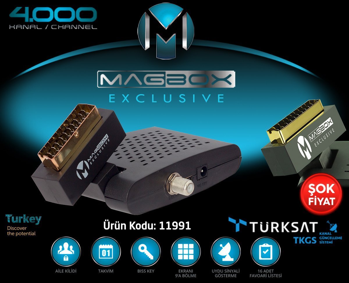 Magbox Exclusive Mini Scart SD'Li Büyük Kumandalı Uydu Alıcısı