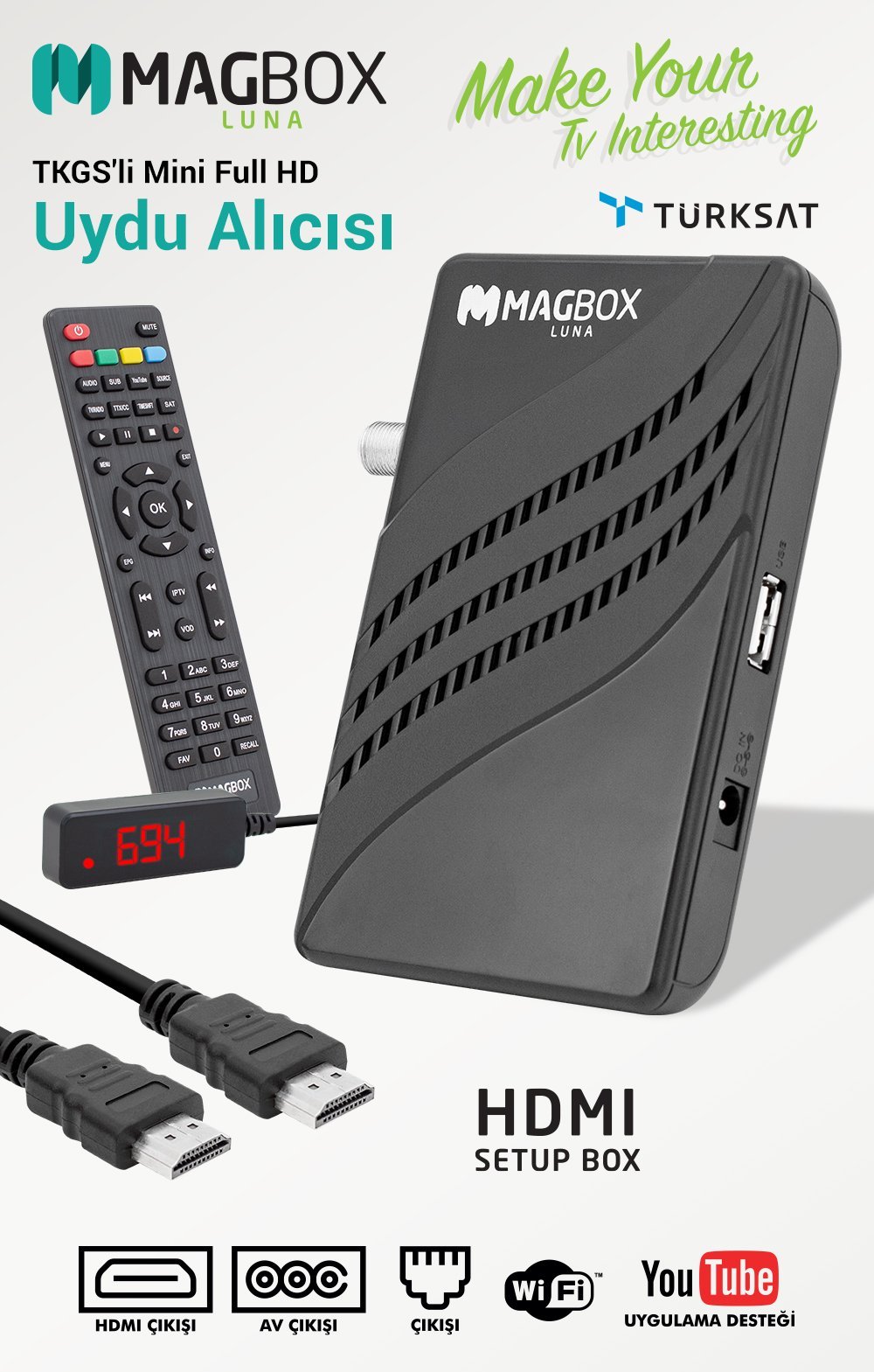 Magbox Luna Full HD TKGS'li Mini HD Uydu Alıcısı Özellikleri