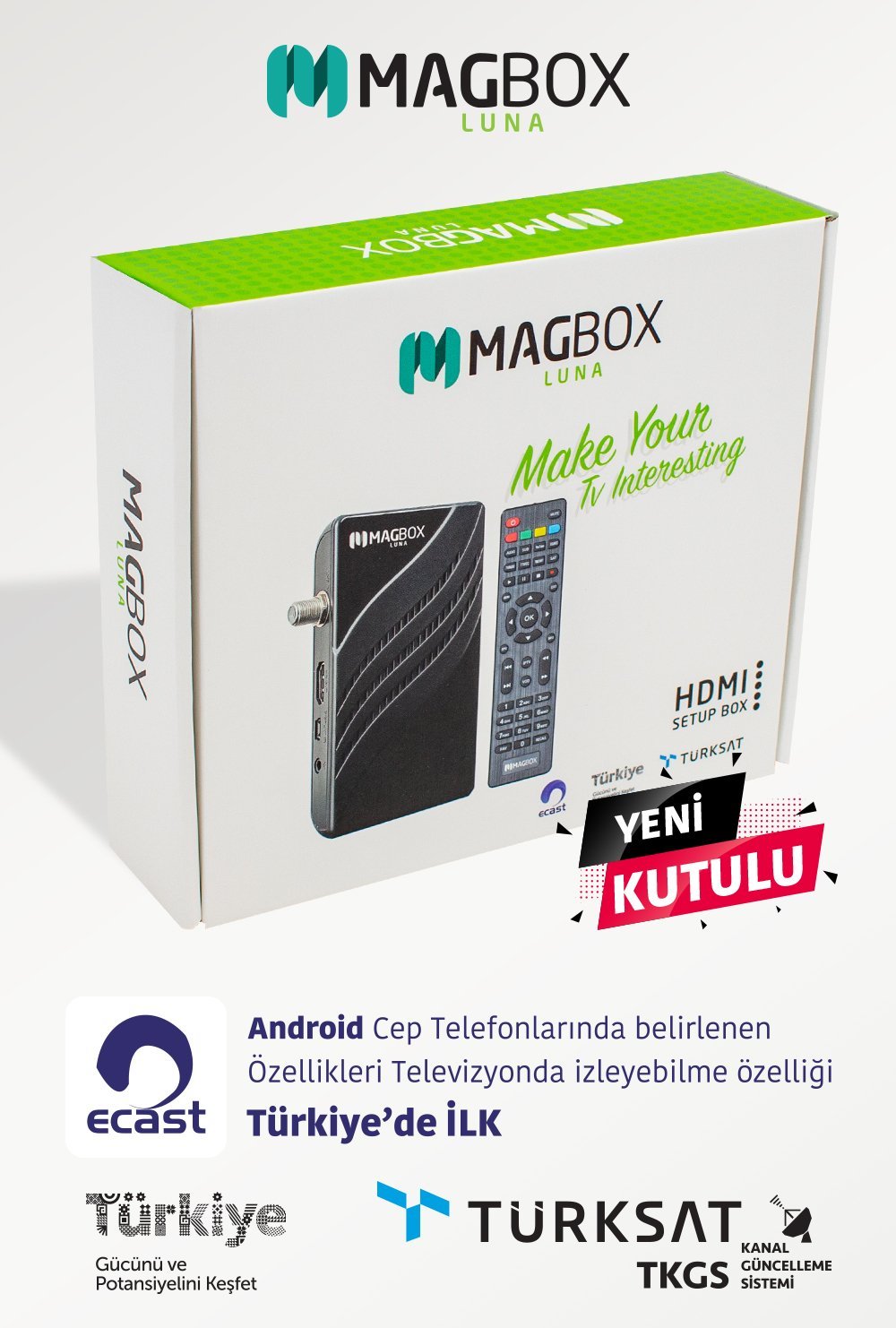 Magbox Luna Full HD TKGS'li Mini HD Uydu Alıcısı Kutu İçeriği