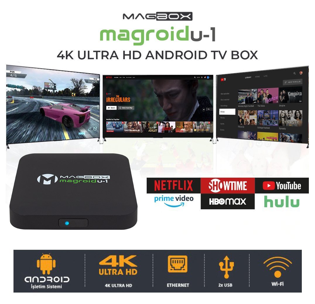 Magbox Magroid U1 16 GB HDD 2GB Ram Androıd 9.1 4K Ip Tv Box