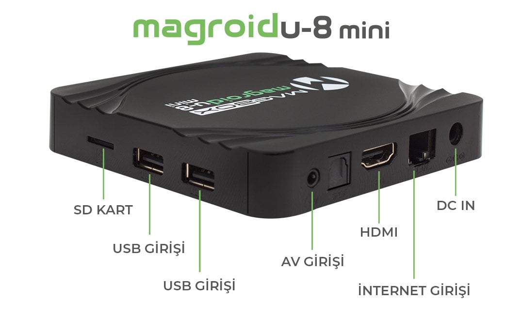 Magbox Magroid U8 Mini 16GB HDD 2GB Ram Android 9.1 4K Ip Tv Box