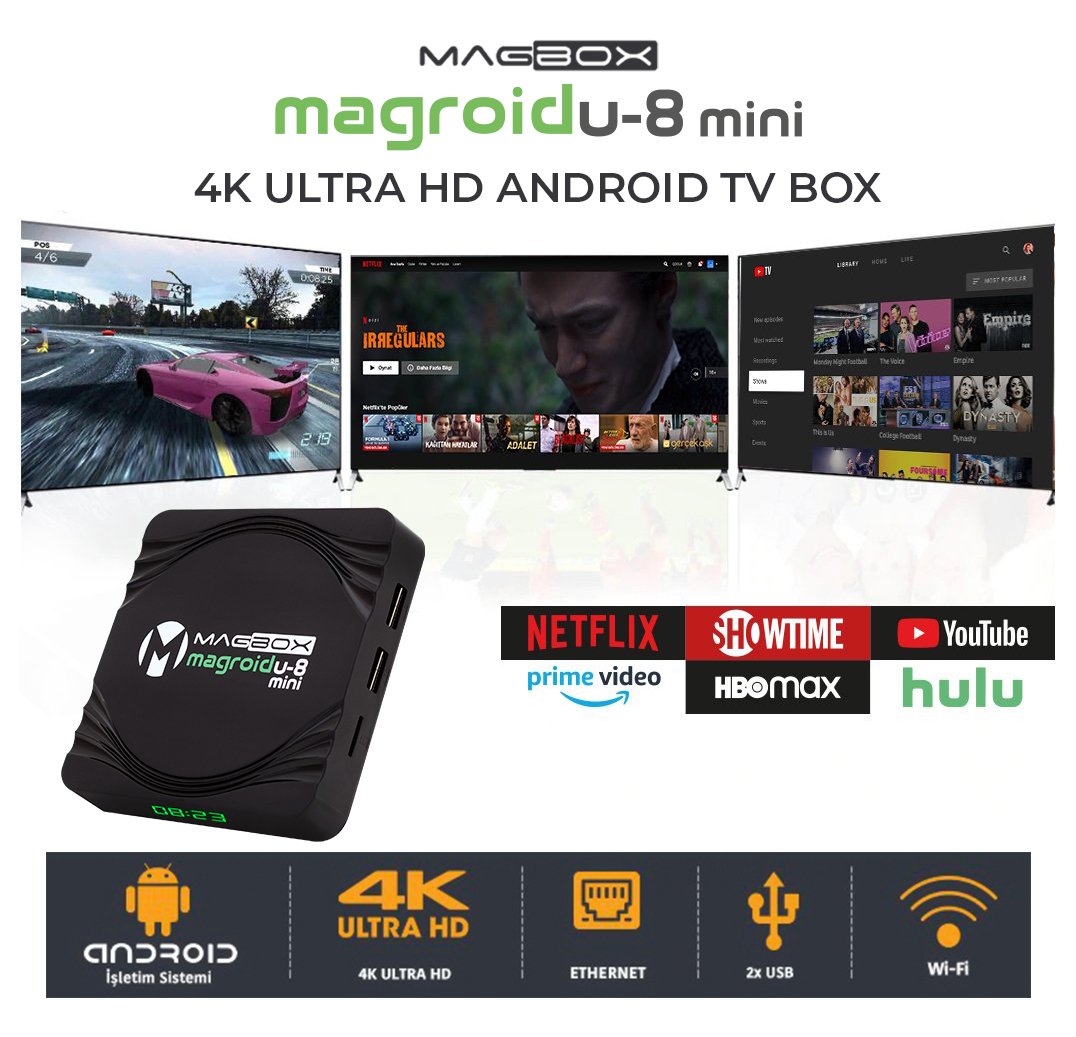 Magbox Magroid U8 Mini 16GB HDD 2GB Ram Android 9.1 4K Ip Tv Box