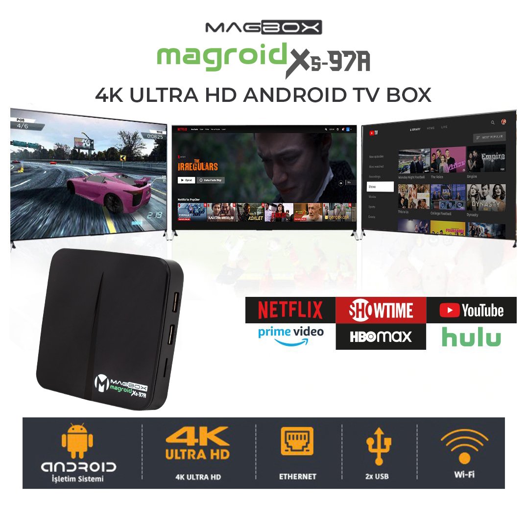 Magbox Magroid XS97 16GB HDD 2GB Ram Android 9.1 4K Ip Tv Box