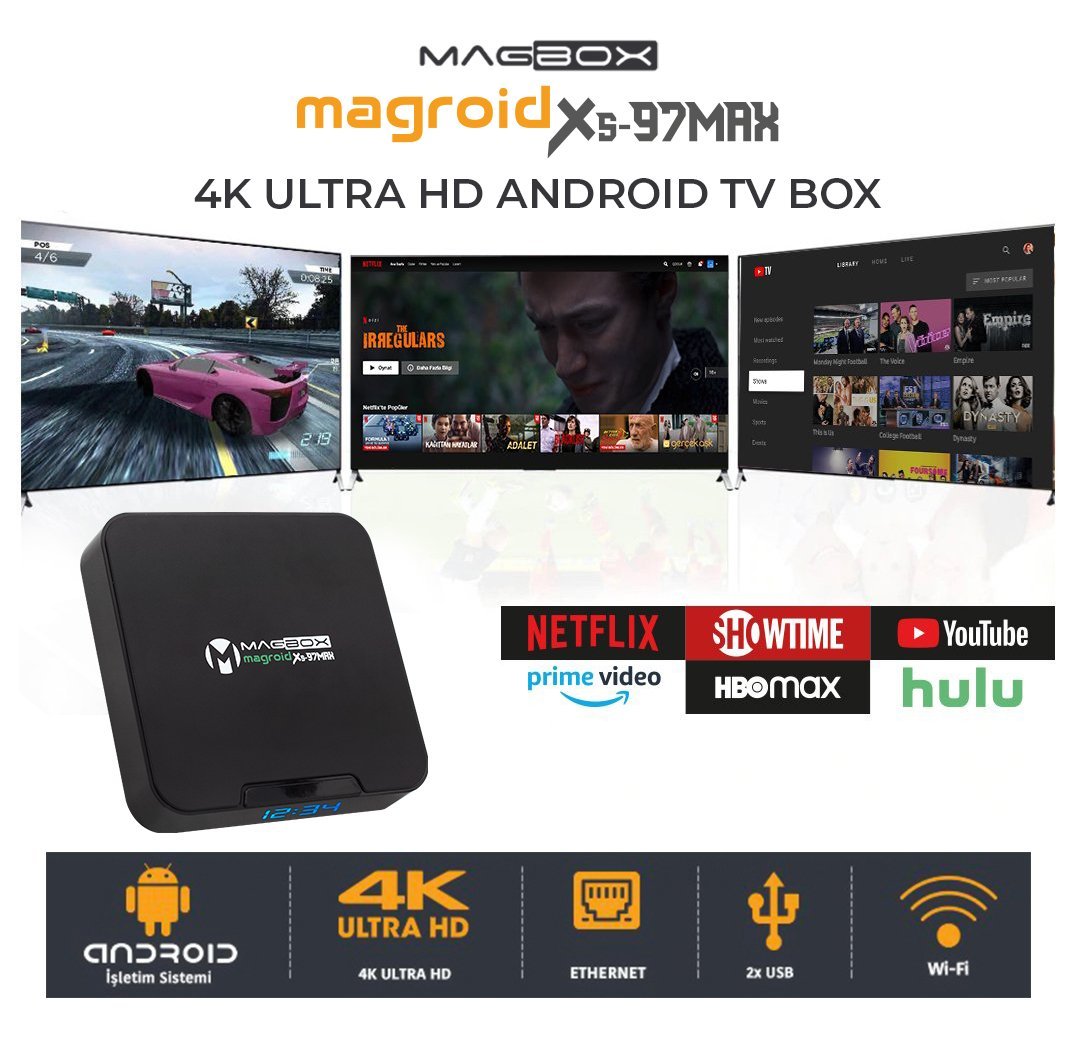 Magbox Magroid XS97Max 4GB Ram 32GB HDD 4K Ip Tv Box (Android 9.1)