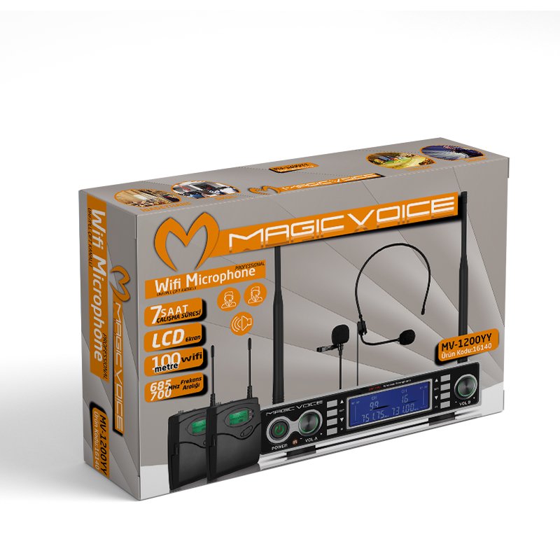 Magicvoice MV-1200YY Kablosuz 2 Yaka Telsiz UHF Mikrofon