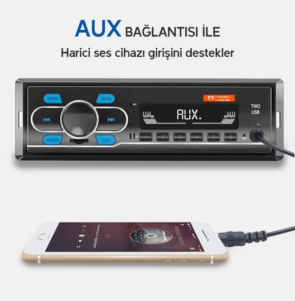 Magicvoice MV-5414 USB/SD/FM/AUX/BLUETOOTH Mekaniksiz Oto Teyp