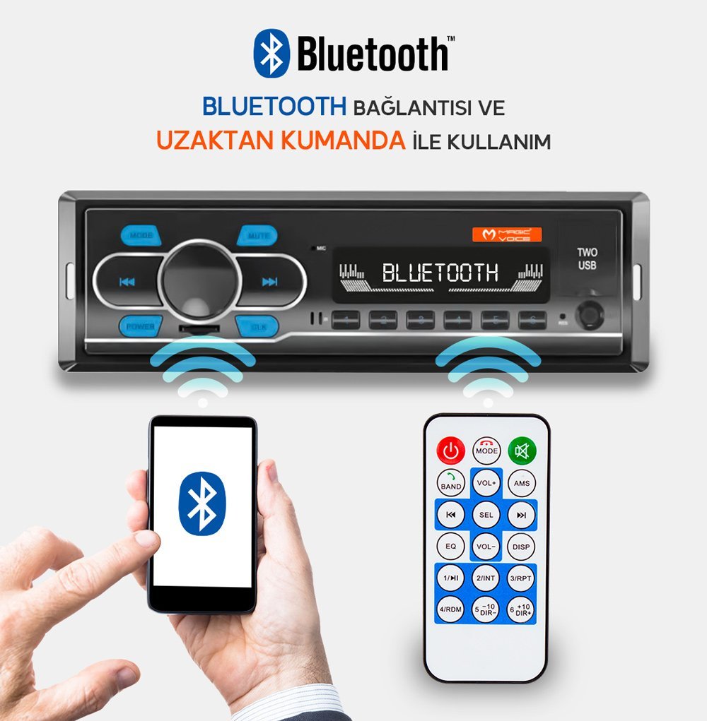 Magicvoice MV-5414 USB/SD/FM/AUX/BLUETOOTH Mekaniksiz Oto Teyp