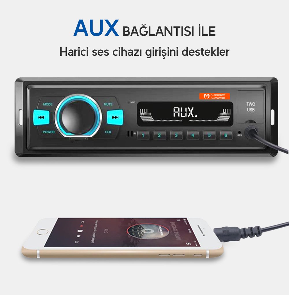 Magicvoice MV-5416 USB/SD/FM/AUX/BLUETOOTH Mekaniksiz Oto Teyp