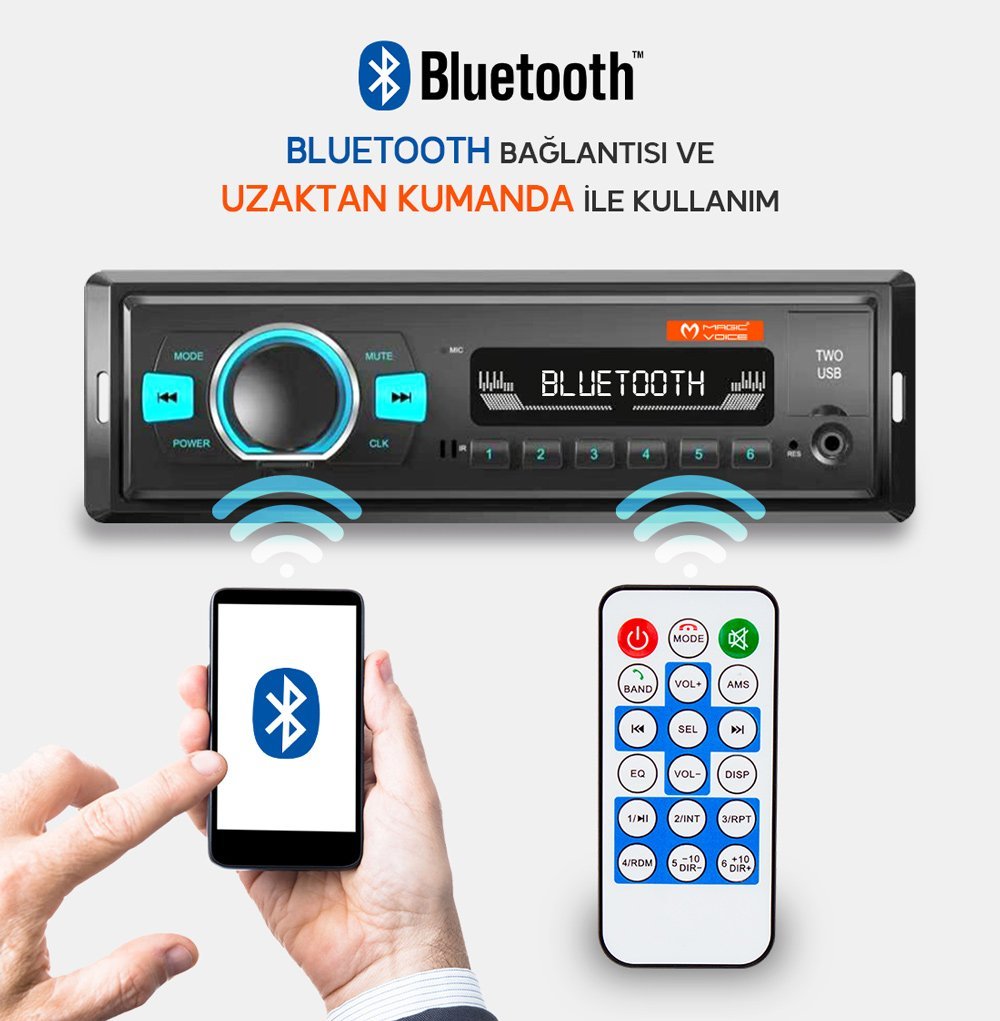 Magicvoice MV-5416 USB/SD/FM/AUX/BLUETOOTH Mekaniksiz Oto Teyp