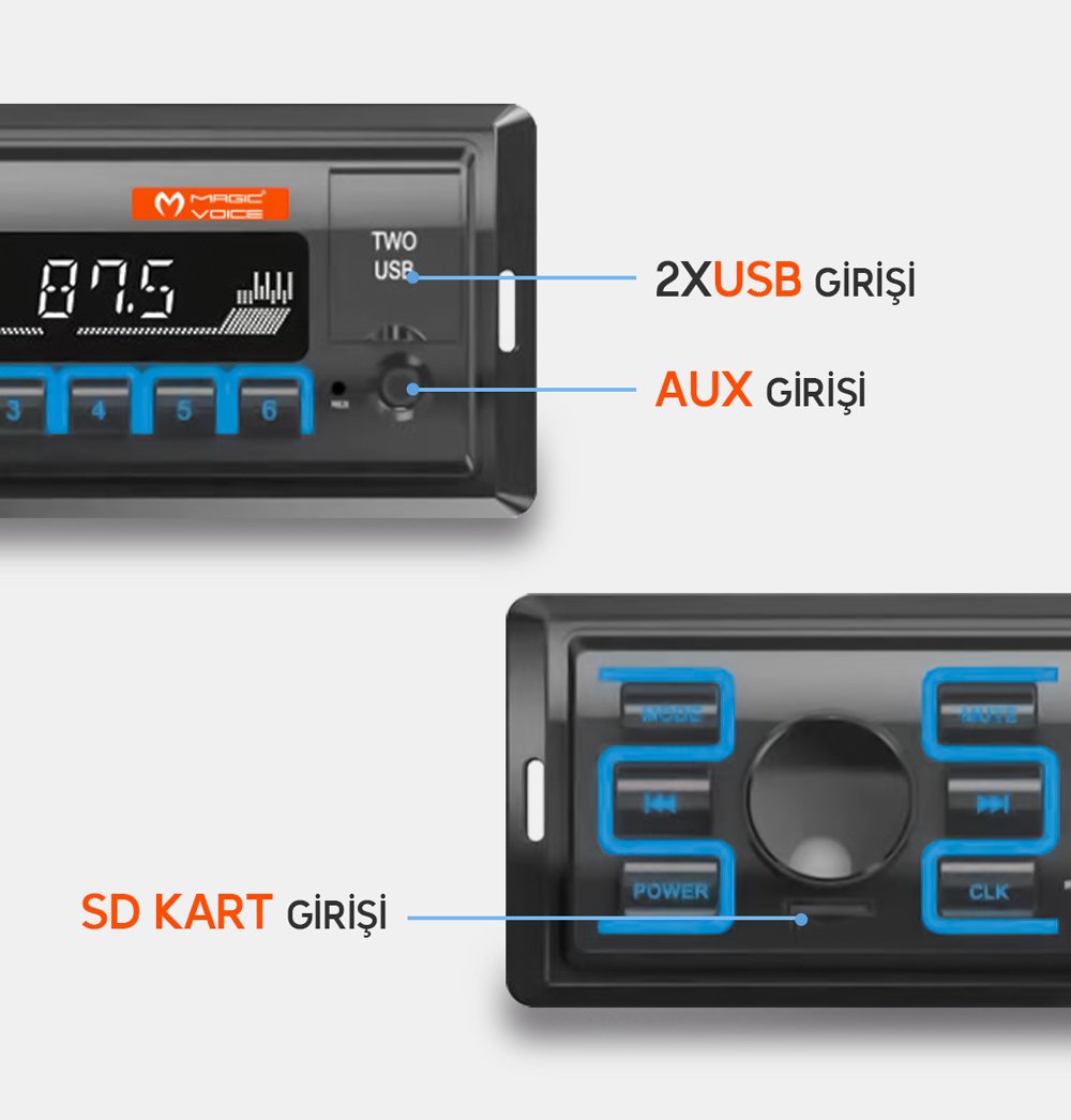 Magicvoice MV-5417 USB/SD/FM/AUX Mekaniksiz Oto Teyp