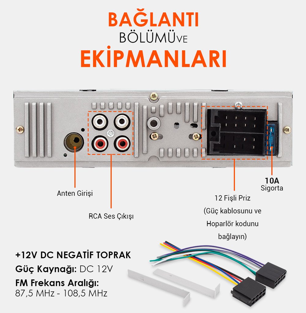 Magicvoice MV-5417 USB/SD/FM/AUX Mekaniksiz Oto Teyp