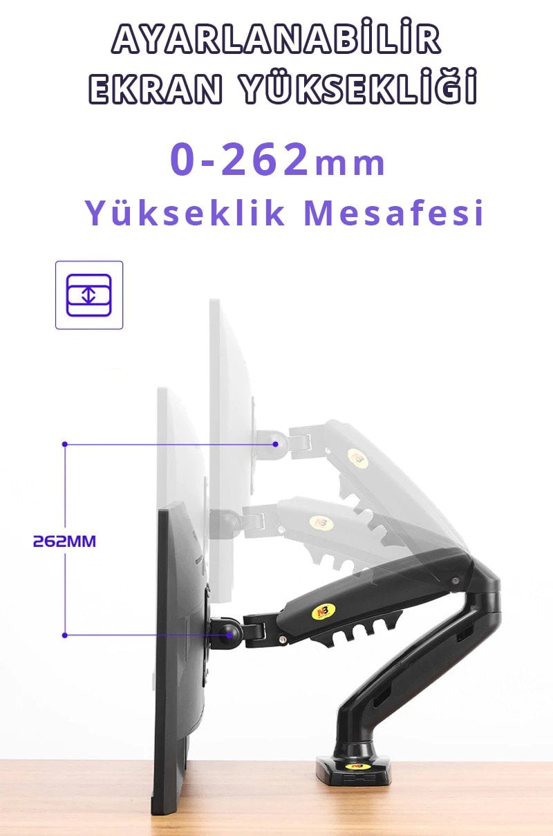 North Bayou 17-30'' Tek Kol Amortisörlü Stand Lcd-Led Monitör Tutucu Askı Aparatı F80