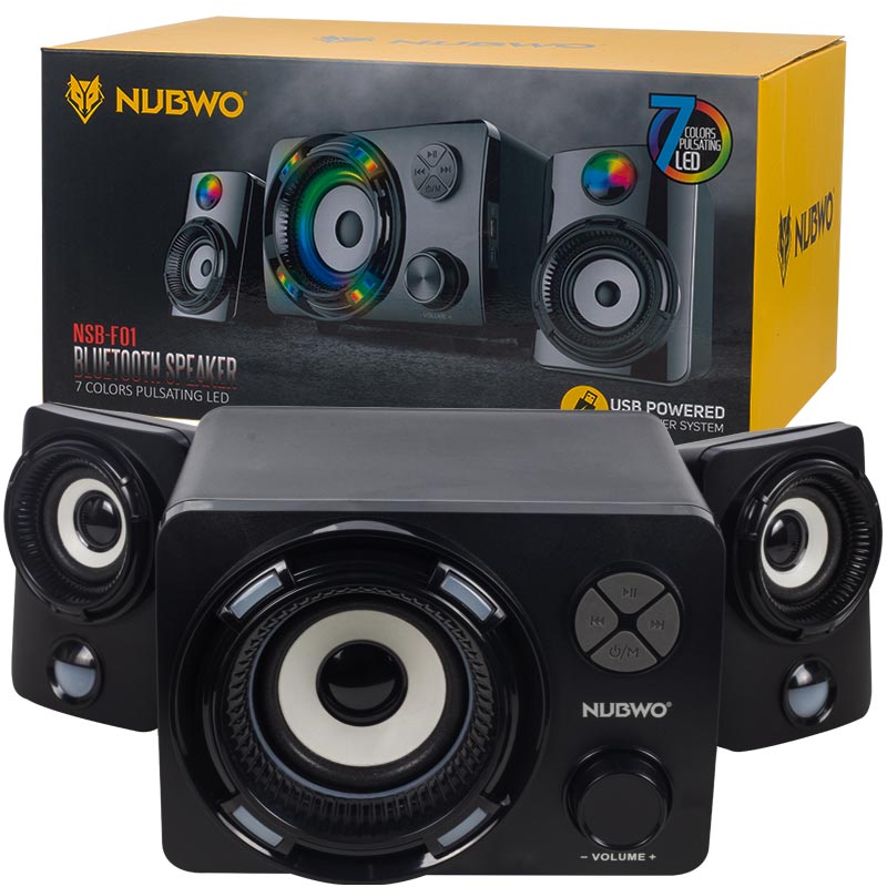 Nubwo NSB-F01 Usb-SD-Bluetooth 7 Renk Işıklı 2+1 Hoparlör Ses Sistemi