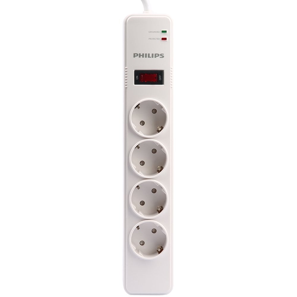 Philips 4'lü 2 Metre Kablolu 1050 Joule Anahtarlı Akım Korumalı Priz SPS1040B/51
