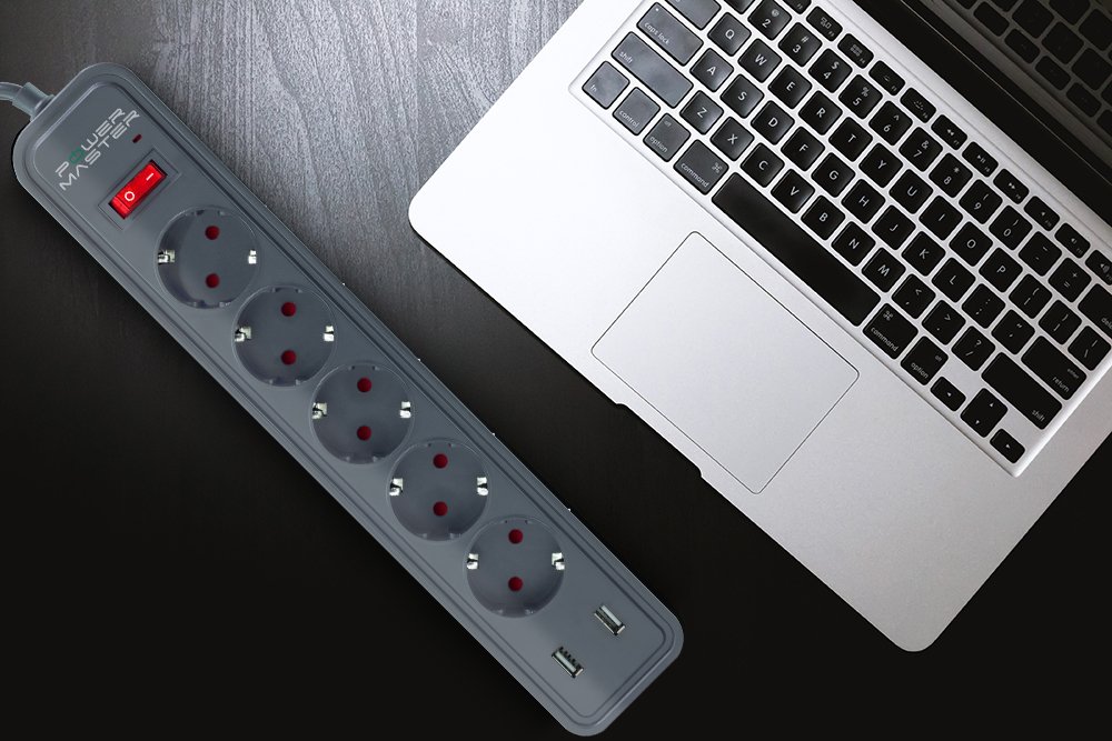 Powermaster 5 soket 2 usb akım korumalı priz