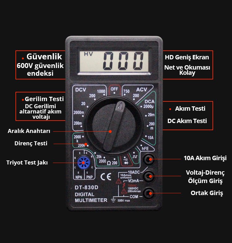 Powermaster Digital Ölçü Aleti DT-830D