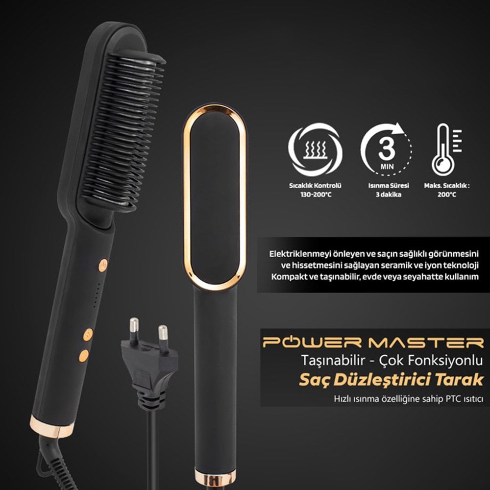 Powermaster JMJ-689 Profesyonel Saç Düzleştirici Tarak