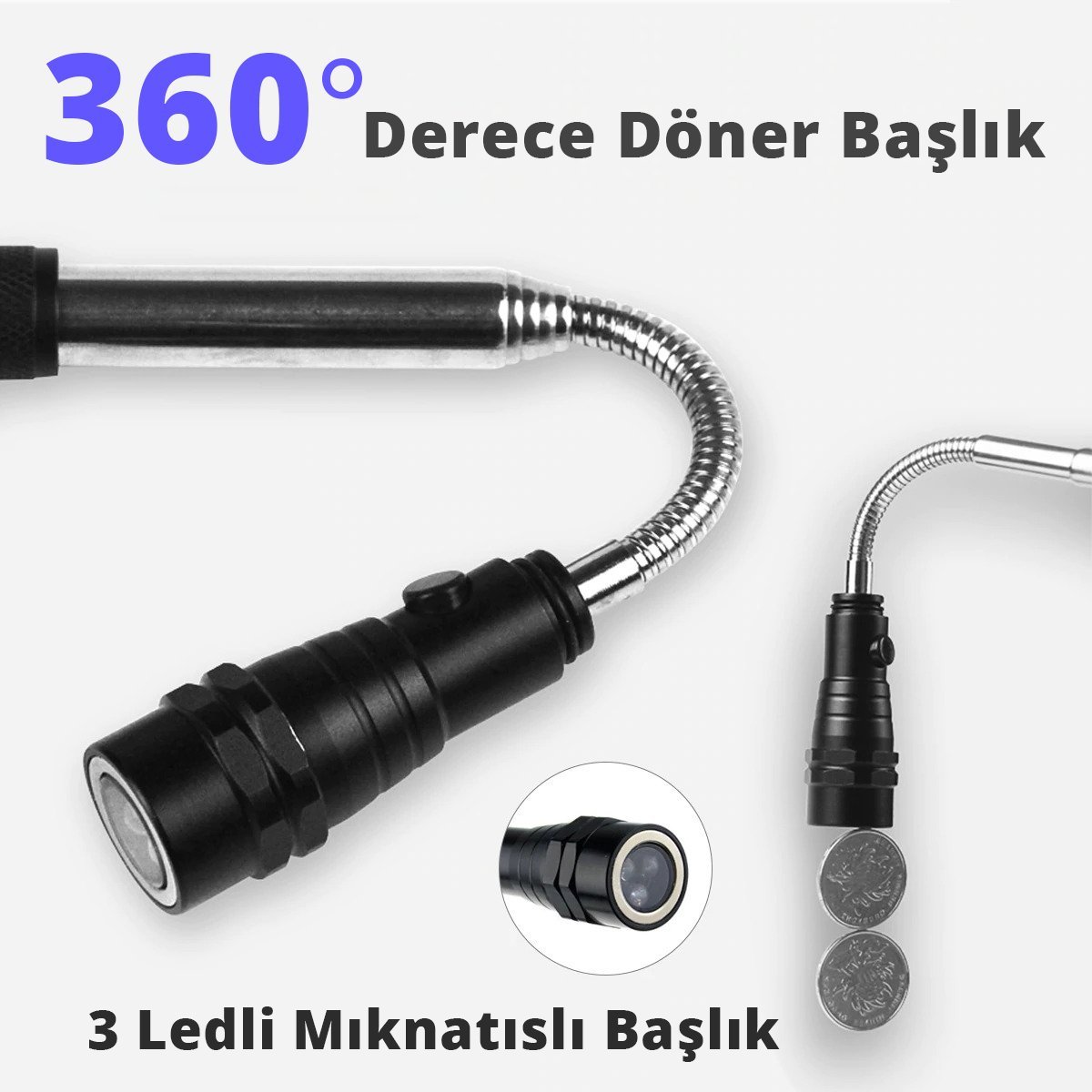 Powermaster MX-2808 360 Derece Mıknatıslı Döner Başlıklı El Feneri