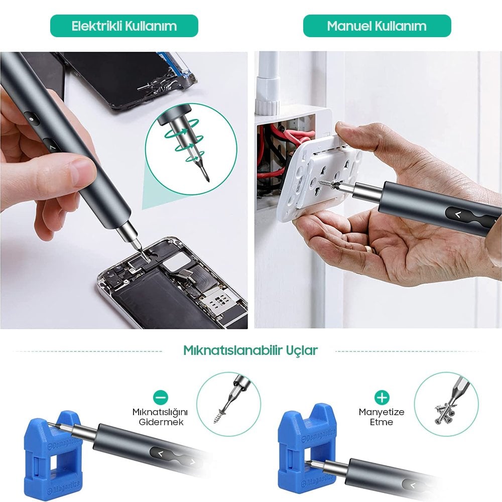 Powermaster NO-882037 28 in 1 Mini Şarjlı Tornavida Seti