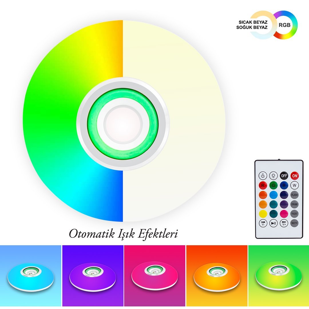 Powermaster PM-14333 Bluetooth Hoparlörlü Kumandalı 15 Watt RGB Akıllı Led Ampul