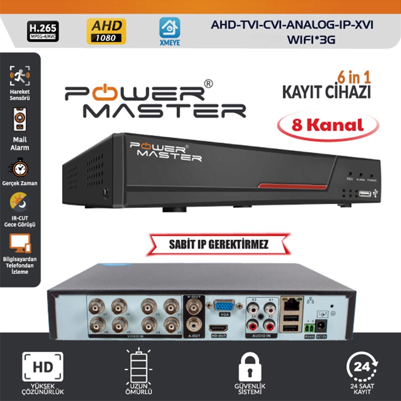 Powermaster PM-19426 6in1 8 Kanal 1080N Dvr Kayıt Cihazı