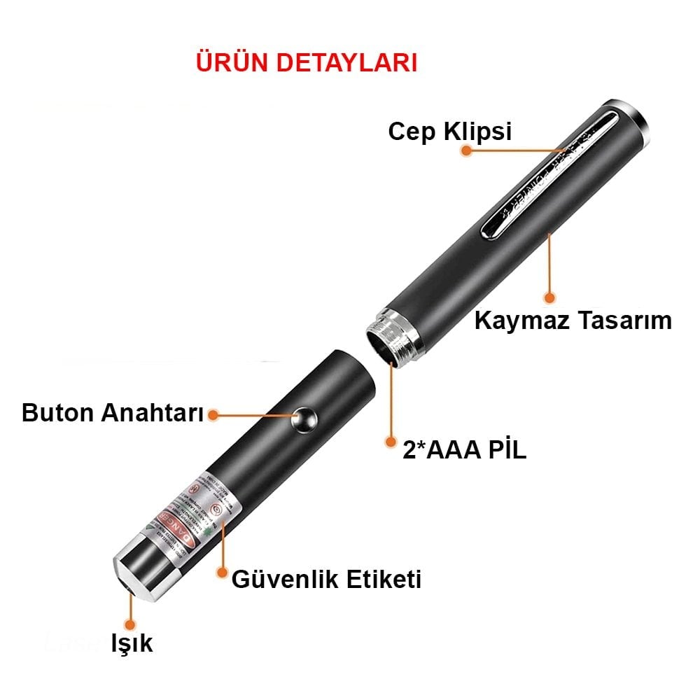 Powermaster PM-2552 Pilli Tek Başlıklı Güçlü Yeşil Lazer Pointer