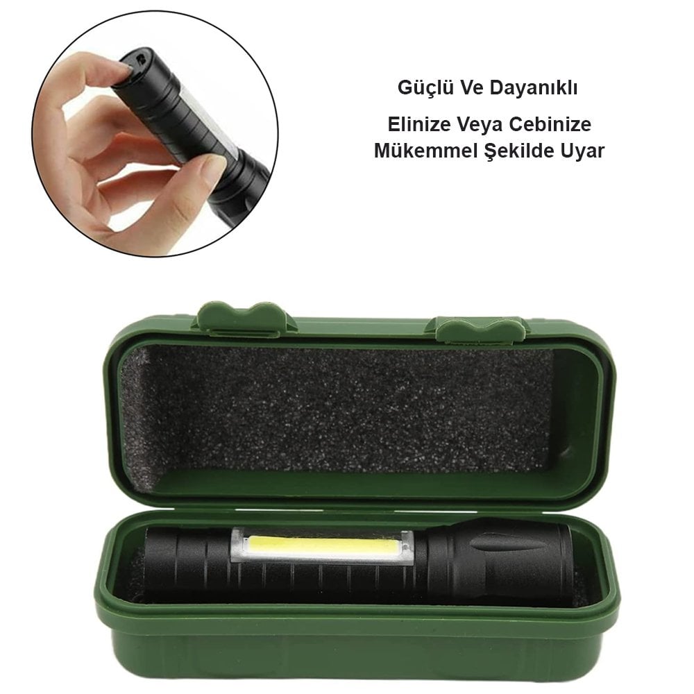 Powermaster PM-4525 Metal Flashlight Power Ledli Şarjlı El Feneri