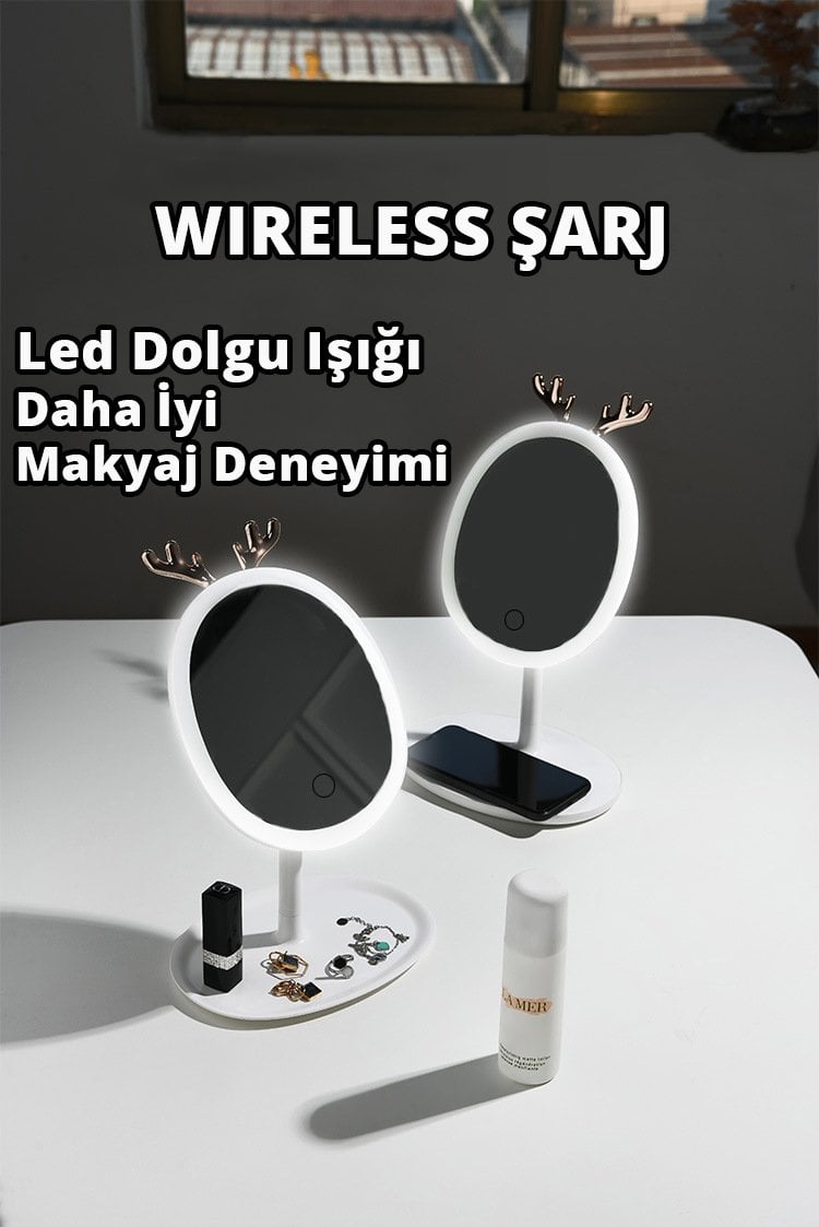 Powermaster PM-7420 Wireless Şarj Özellikli Ledli Makyaj Aynası