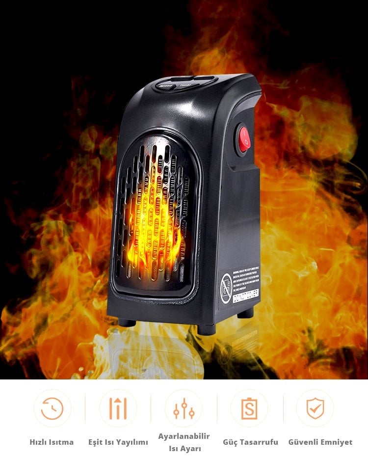 Powermaster Priz Tipi Mini Fanlı Pratik Isıtıcı