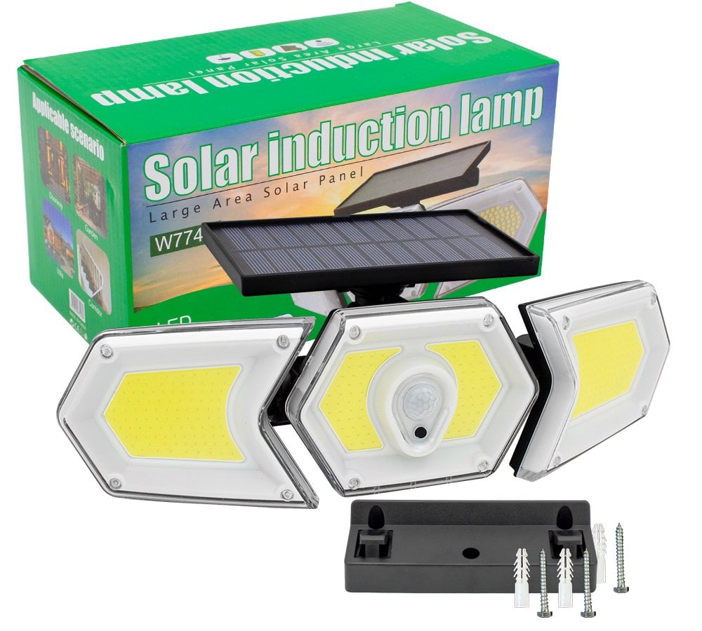 Powermaster Solar Güneş Enerjili Geniş Açılı Çift Kanatlı 254 Cob Ledli 3 Modlu İndüksiyon Lambası W774B