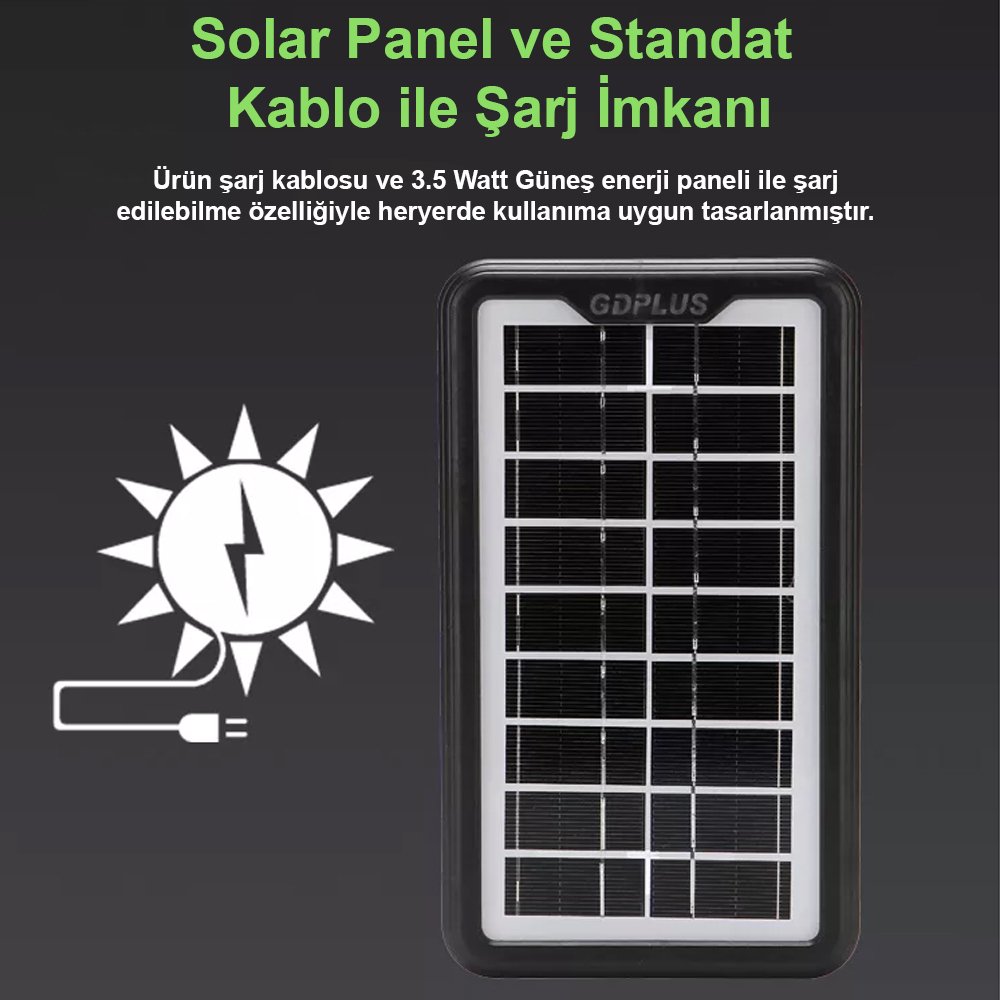Powermaster Solar Panelli 3 Ampullü Solar Işıldak Fener GD-12