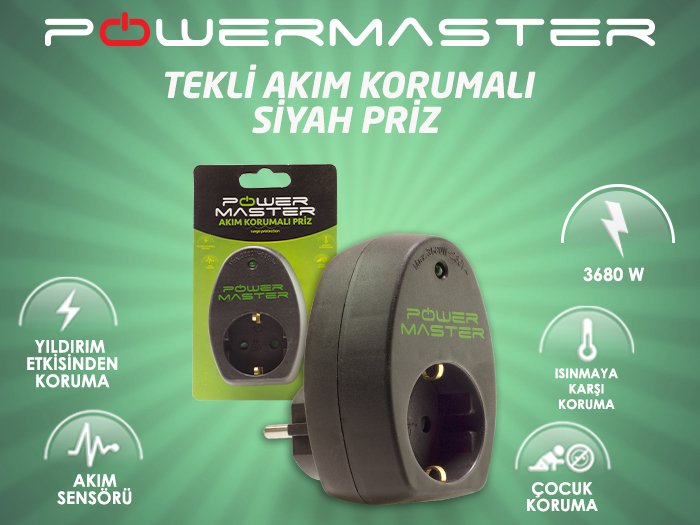Powermaster tekli akım korumalı priz