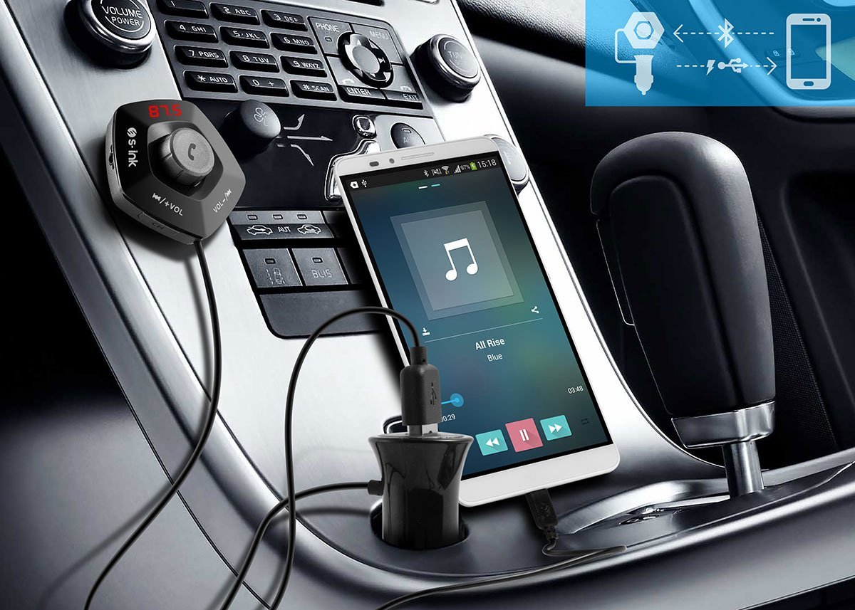S-Link SL-BT232 Led Ekran USB-TF 2.1A Bluetooth Destekli Fm Transmitter