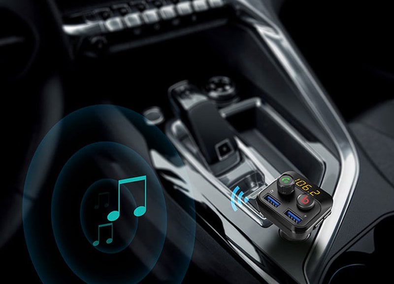S-Link SL-BT234 32GB Led Ekran USB-TF-Bluetooth 5.0 Çift USB 3.4A FM Transmitter