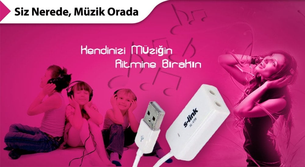 S-Link SL-U70 7.1 USB 2.0 Kablolu Ses Kartı Adaptörü